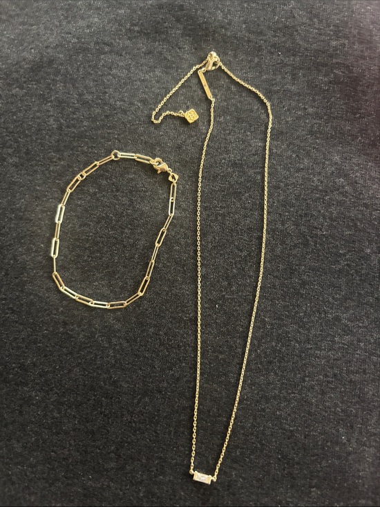 Kendra Scott Jewelry - Kendra Scott Gold Bar Pendant Necklace with Paperclip Chain Bracelet